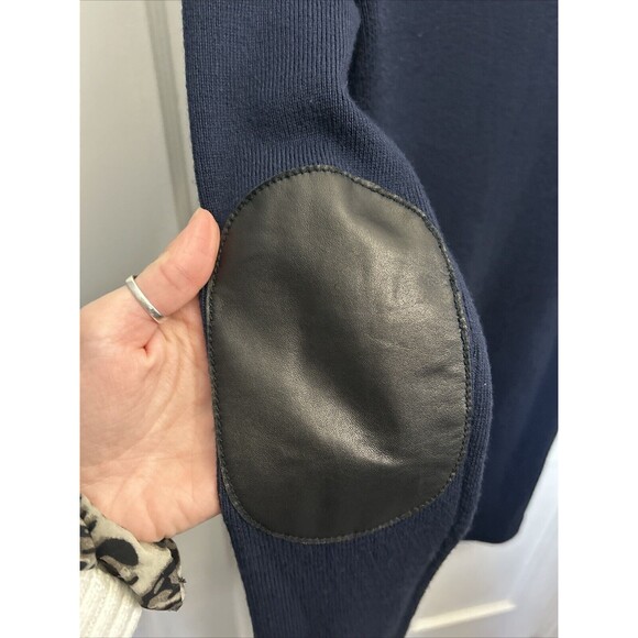 KATE SPADE Wool Turtleneck Midi Knit Navy Dress Sheep Skin Leather Detail XS - Picture 6 of 7
